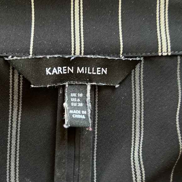 💕Karen Millen Blk/Cream Statement Sleeves Striped Dress M EUC - Picture 8 of 12